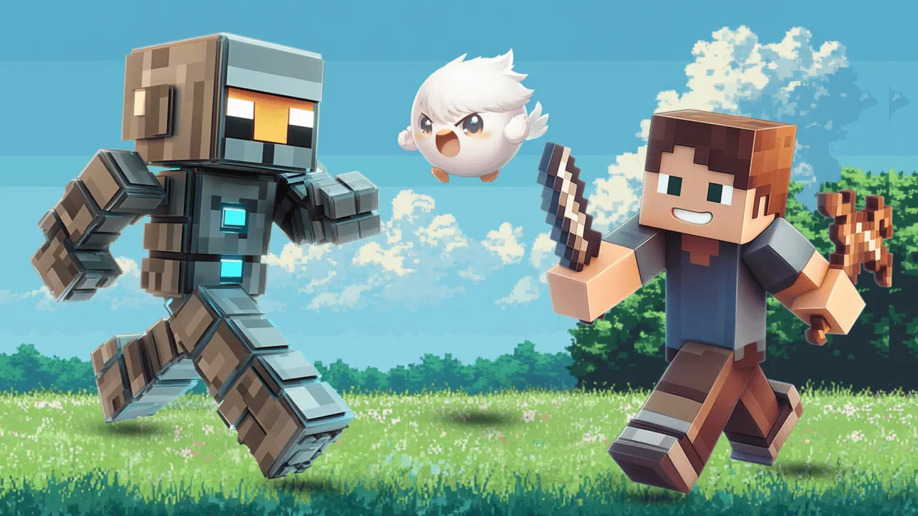 minecraft battle between bots and humans